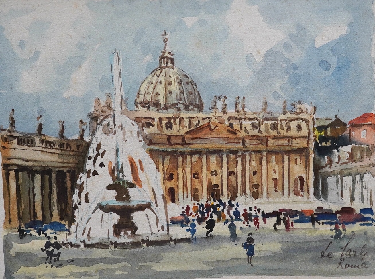 Italian School, set of three watercolours, Rome views, each indistinctly signed and inscribed Roma, 25 x 34cm. Condition - poor